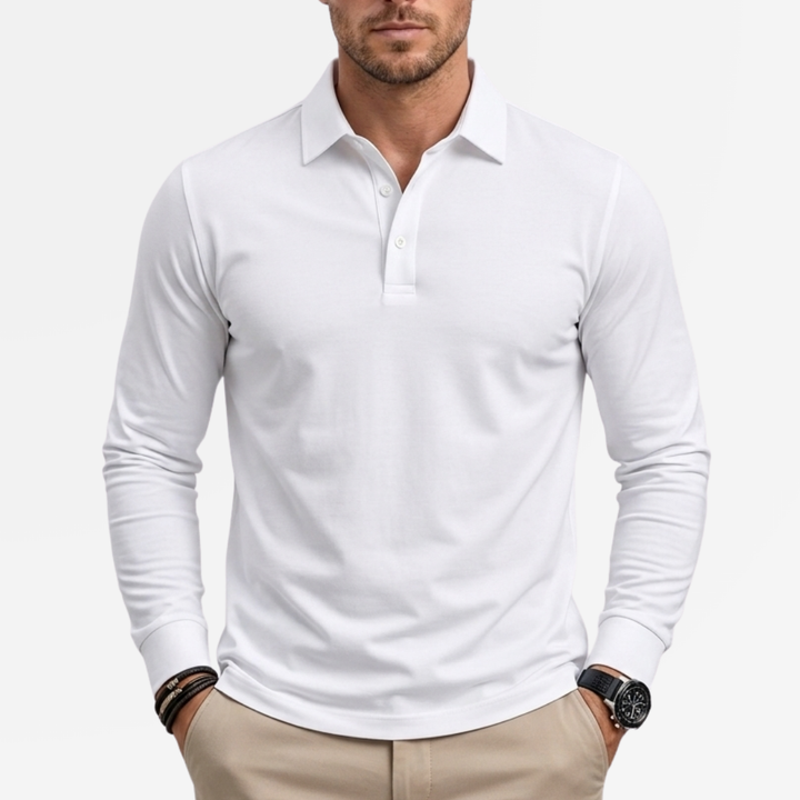 Ethan | Elegancka Koszula Polo z Długim Rękawem