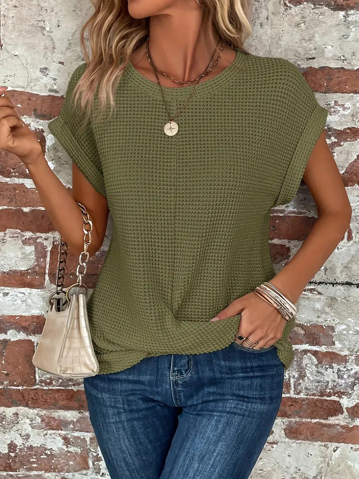 Tegan | Casual Textured Tee z Przodem w Skręcie