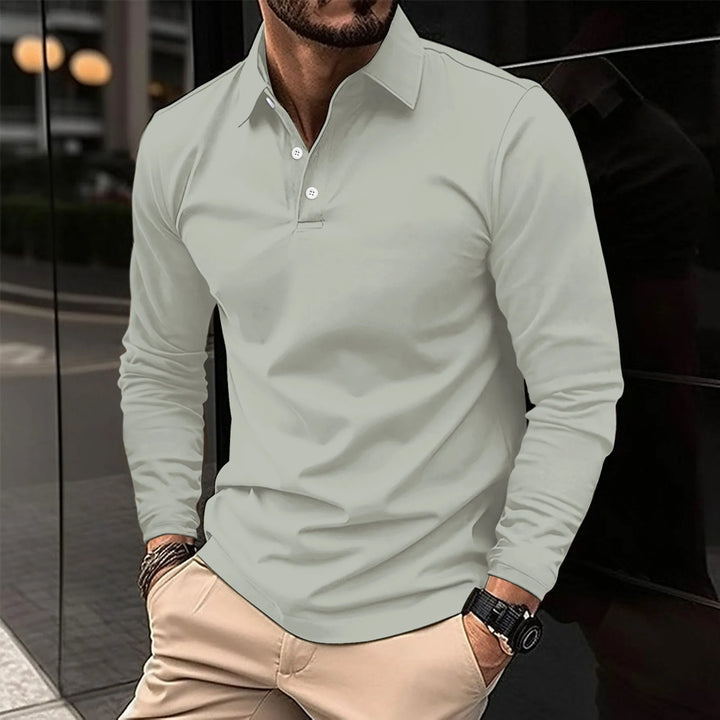 Ethan | Elegancka Koszula Polo z Długim Rękawem