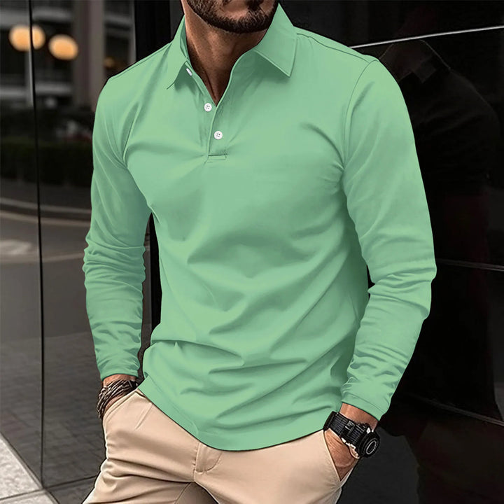 Ethan | Elegancka Koszula Polo z Długim Rękawem