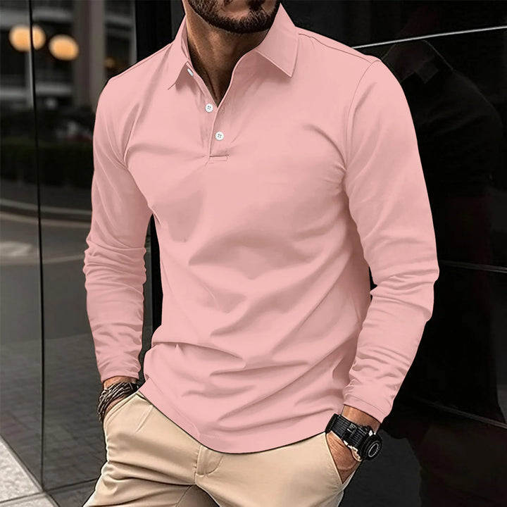 Ethan | Elegancka Koszula Polo z Długim Rękawem