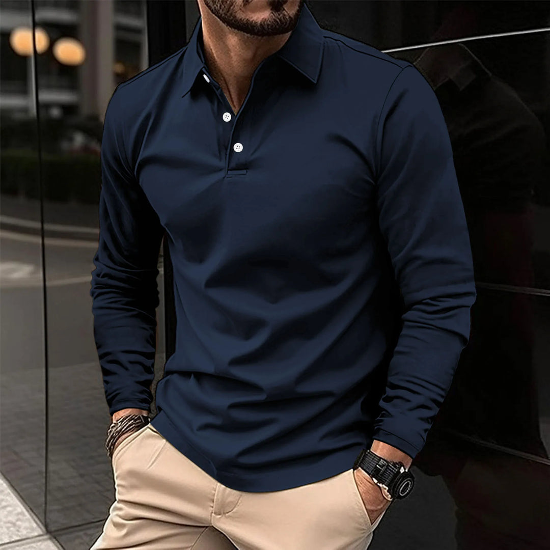 Ethan | Elegancka Koszula Polo z Długim Rękawem