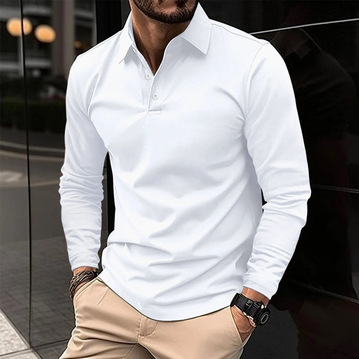 Ethan | Elegancka Koszula Polo z Długim Rękawem