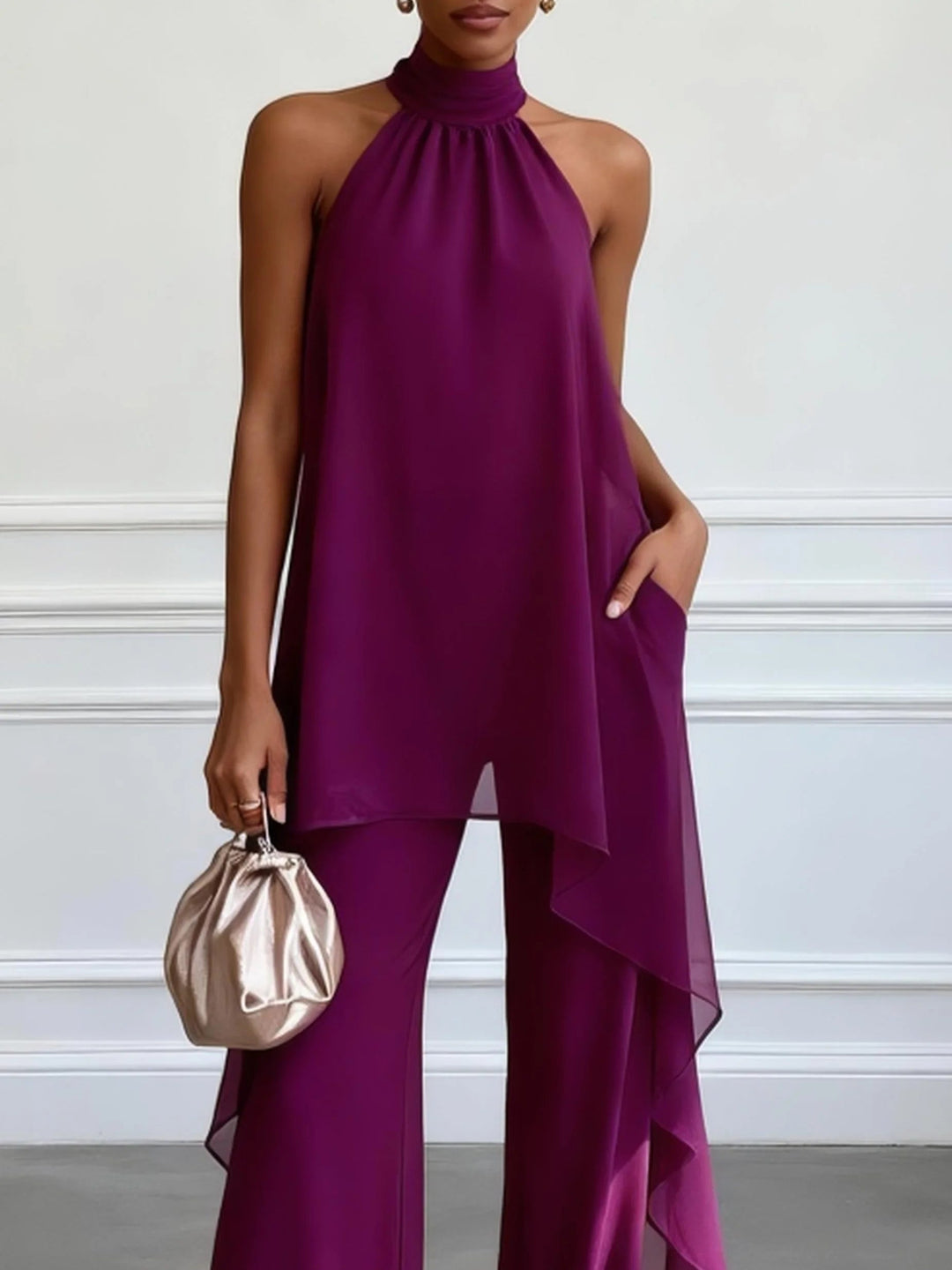 VIOLA | Elegancki Zestaw Halter z Spodniami
