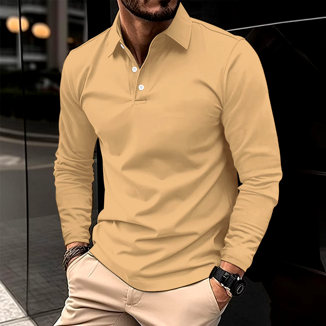 Ethan | Elegancka Koszula Polo z Długim Rękawem
